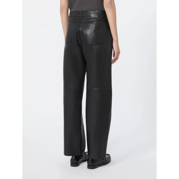 Max Mara Pesca Five-Pocket Nappa Leather Trousers in Black | Tailored pants | Luxury Shoes 