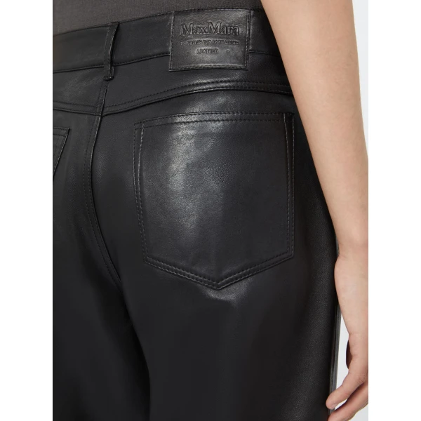 Max Mara Pesca Five-Pocket Nappa Leather Trousers in Black | Tailored pants | Luxury Shoes 