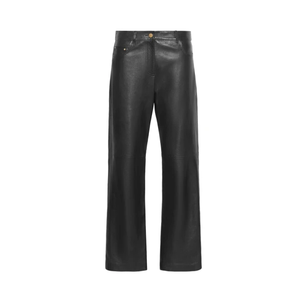 Max Mara Pesca Five-Pocket Nappa Leather Trousers in Black | Tailored pants | Luxury Shoes 