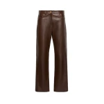 Max Mara Pesca Five-Pocket Nappa Leather Trousers in Dark Brown | Tailored pants | Luxury Shoes 