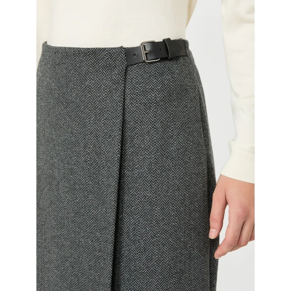 Max Mara Petali Jacquard Jersey Wrap Skirt in Medium Grey | Pencil Skirts | Luxury Shoes 
