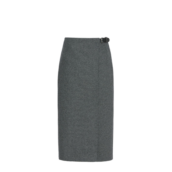 Max Mara Petali Jacquard Jersey Wrap Skirt in Medium Grey | Pencil Skirts | Luxury Shoes 