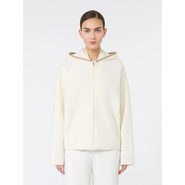 Max Mara Petali Wool and Cashmere Hooded Sweater in White | Sweaters | Luxury Shoes 
