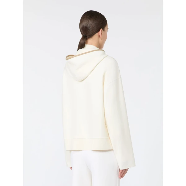Max Mara Petali Wool and Cashmere Hooded Sweater in White | Sweaters | Luxury Shoes 