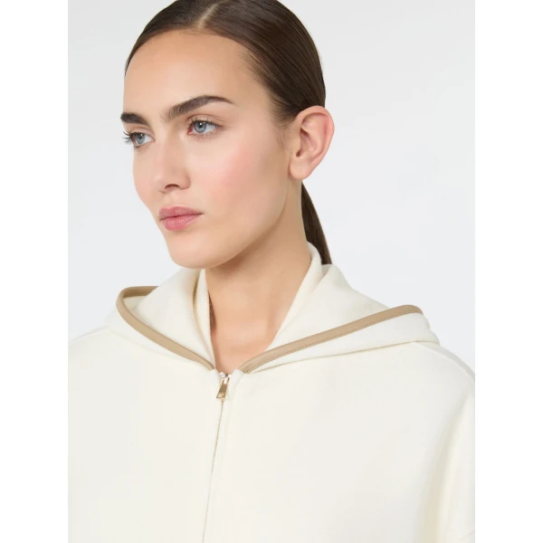 Max Mara Petali Wool and Cashmere Hooded Sweater in White | Sweaters | Luxury Shoes 