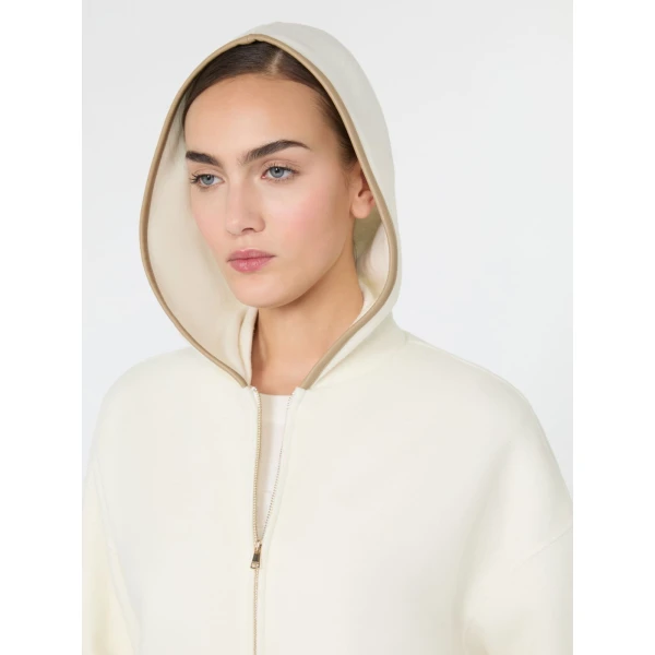 Max Mara Petali Wool and Cashmere Hooded Sweater in White | Sweaters | Luxury Shoes 