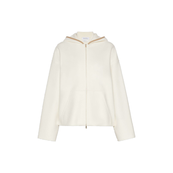Max Mara Petali Wool and Cashmere Hooded Sweater in White | Sweaters | Luxury Shoes 