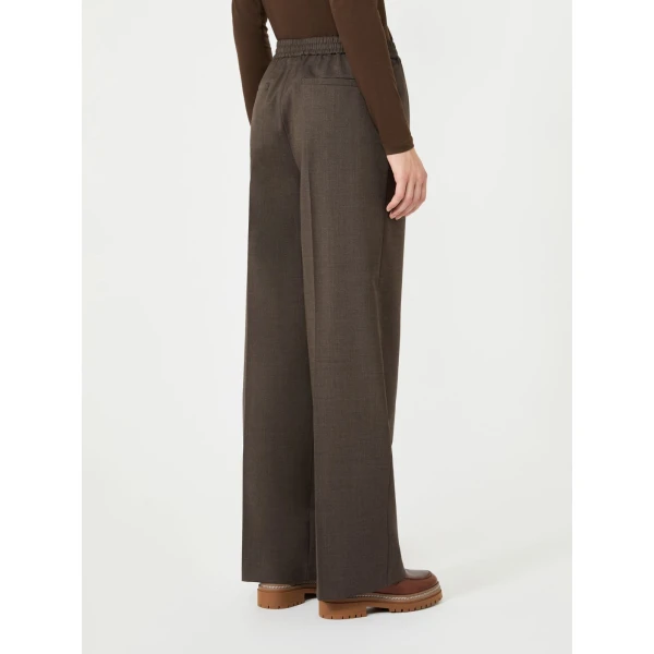 Max Mara Petra Stretch Wool Batavia Trousers in Brown | Tailored pants | Luxury Shoes 