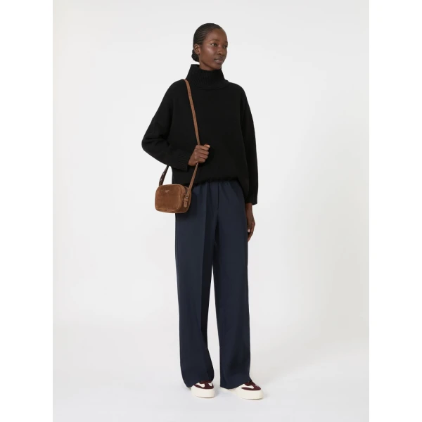 Max Mara Petra Stretch Wool Batavia Trousers in Navy | Tailored pants | Luxury Shoes 