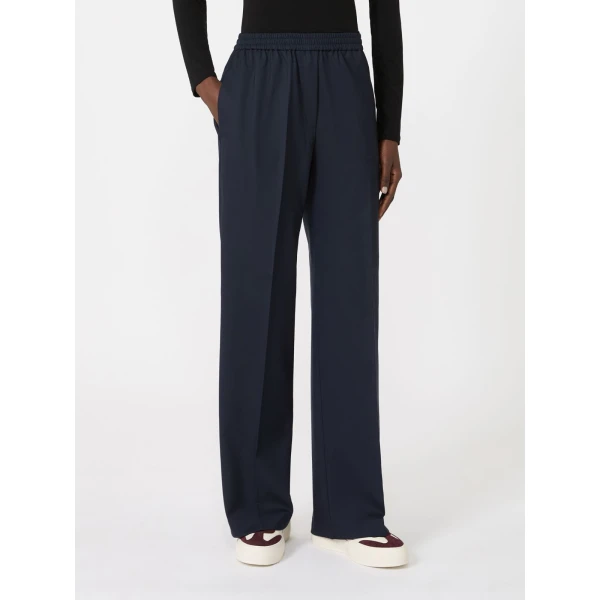 Max Mara Petra Stretch Wool Batavia Trousers in Navy | Tailored pants | Luxury Shoes 