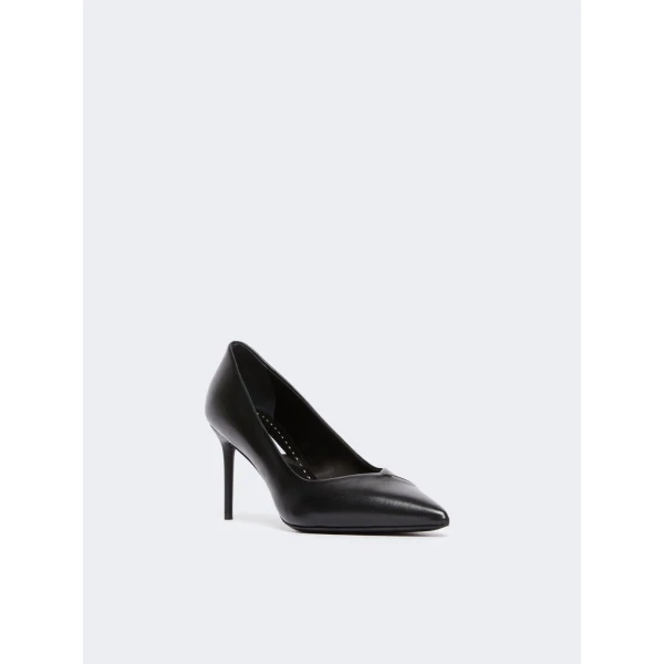 Max Mara Phyllis Nappa Leather Court Shoes in Black | Heels | Luxury Shoes 