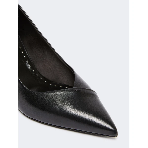 Max Mara Phyllis Nappa Leather Court Shoes in Black | Heels | Luxury Shoes 