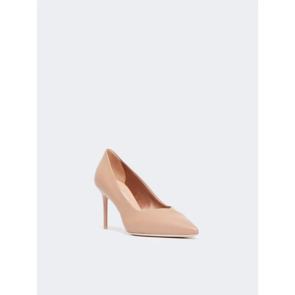 Max Mara Phyllis Nappa Leather Court Shoes in Powder Pink | Heels | Luxury Shoes 