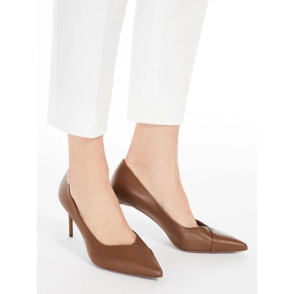 Max Mara Phyllis Nappa Leather Court Shoes in Tobacco | Heels | Luxury Shoes 