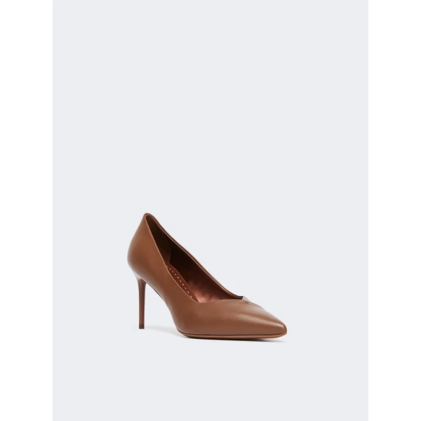 Max Mara Phyllis Nappa Leather Court Shoes in Tobacco | Heels | Luxury Shoes 