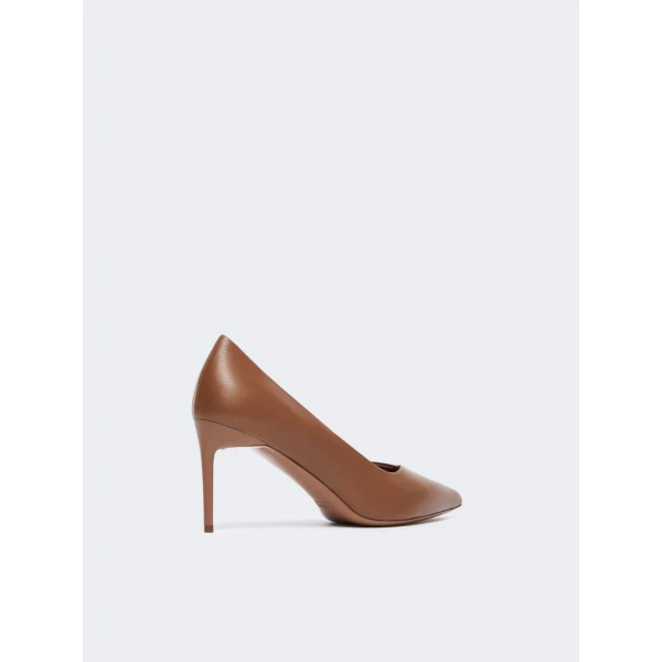 Max Mara Phyllis Nappa Leather Court Shoes in Tobacco | Heels | Luxury Shoes 