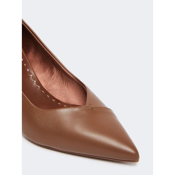 Max Mara Phyllis Nappa Leather Court Shoes in Tobacco | Heels | Luxury Shoes 