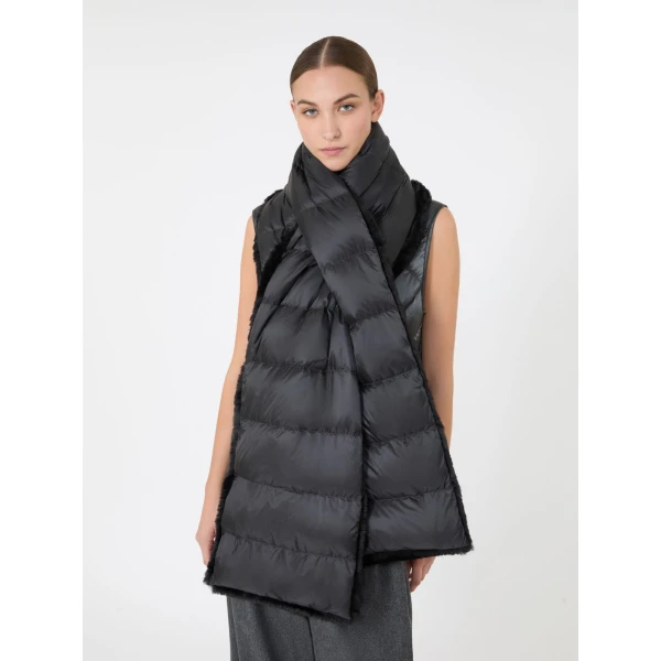 Max Mara Piacere Water-Repellent Canvas Padded Stole in Black | Scarves | Luxury Shoes 