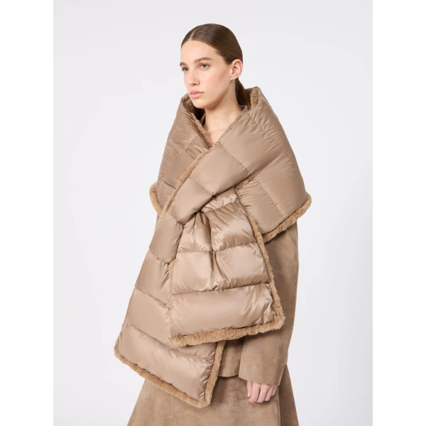 Max Mara Piacere Water-Repellent Canvas Padded Stole in Clay | Scarves | Luxury Shoes 