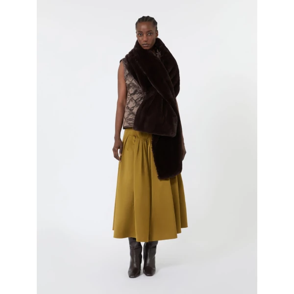Max Mara Piacere Water-Repellent Canvas Padded Stole in Dark Brown | Scarves | Luxury Shoes 