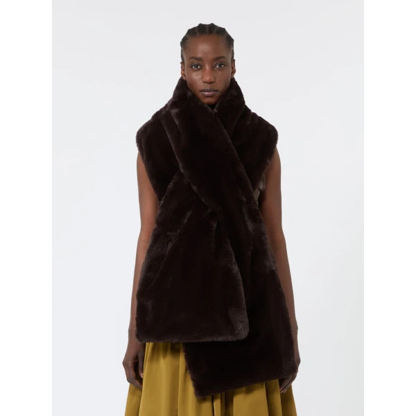 Max Mara Piacere Water-Repellent Canvas Padded Stole in Dark Brown | Scarves | Luxury Shoes 