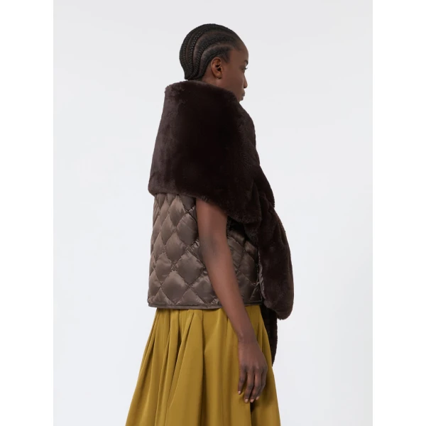 Max Mara Piacere Water-Repellent Canvas Padded Stole in Dark Brown | Scarves | Luxury Shoes 