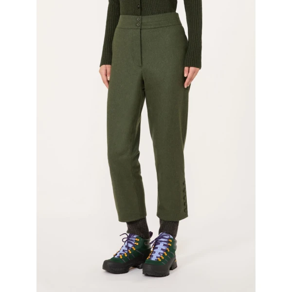 Max Mara Piega Melange Wool Cropped Trousers in Moss Green | Tailored pants | Luxury Shoes 