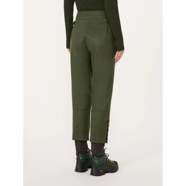 Max Mara Piega Melange Wool Cropped Trousers in Moss Green | Tailored pants | Luxury Shoes 