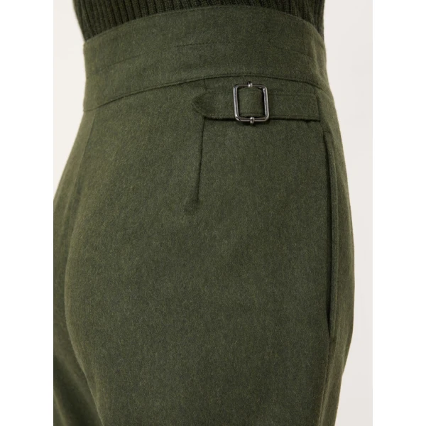 Max Mara Piega Melange Wool Cropped Trousers in Moss Green | Tailored pants | Luxury Shoes 