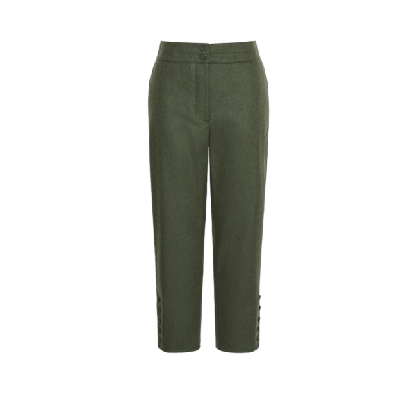Max Mara Piega Melange Wool Cropped Trousers in Moss Green | Tailored pants | Luxury Shoes 