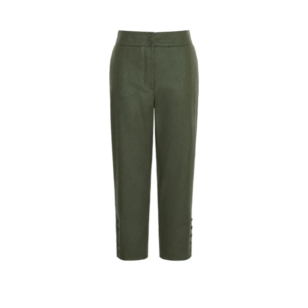 Max Mara Piega Melange Wool Cropped Trousers in Moss Green | Tailored pants | Luxury Shoes 