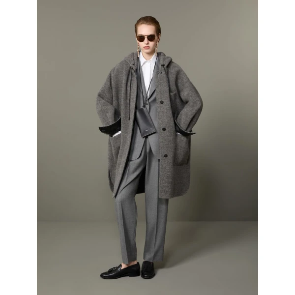Max Mara Pietra Baby Llama Parka Coat in Medium Grey | Coats | Luxury Shoes 