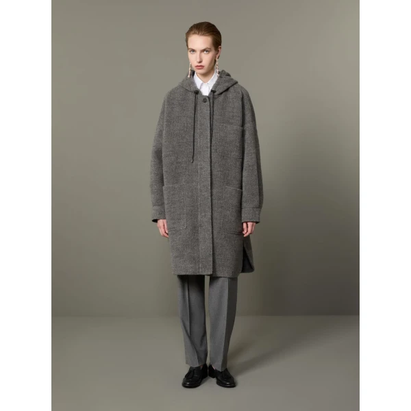 Max Mara Pietra Baby Llama Parka Coat in Medium Grey | Coats | Luxury Shoes 