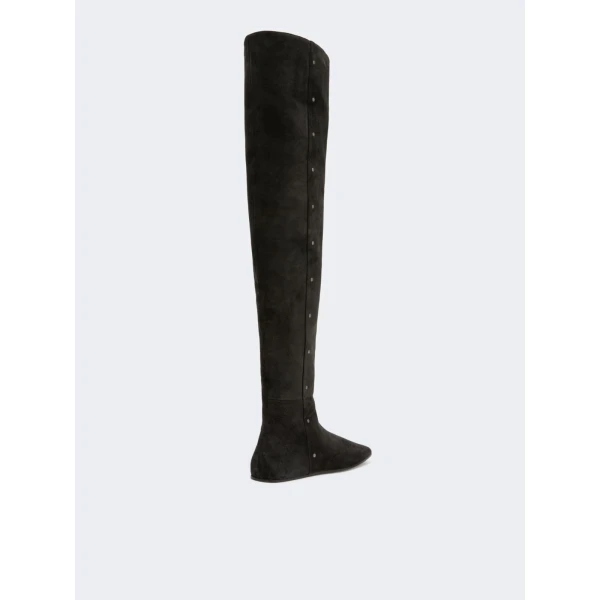 Max Mara Pietra Studded Split Leather Boots in Dark Grey | Boots | Luxury Shoes 