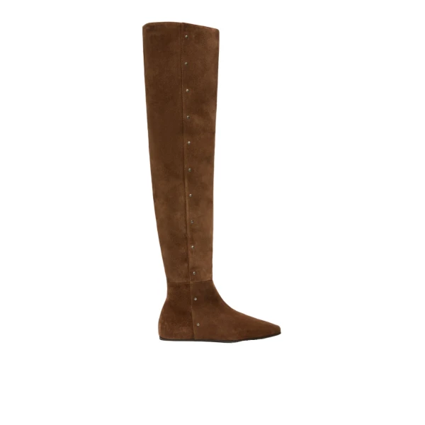 Max Mara Pietra Studded Split Leather Boots in Hazelnut Brown | Boots | Luxury Shoes 