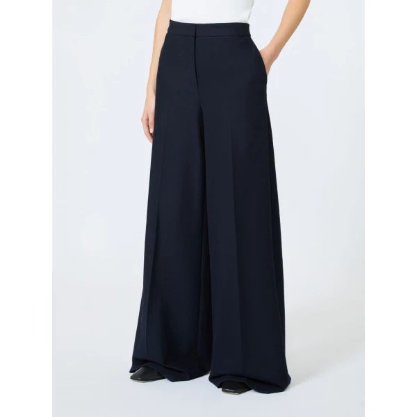 Max Mara Pinza Wide-Fit Pique Jersey Trousers in Ultramarine | Wide leg pants | Luxury Shoes 