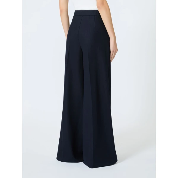 Max Mara Pinza Wide-Fit Pique Jersey Trousers in Ultramarine | Wide leg pants | Luxury Shoes 