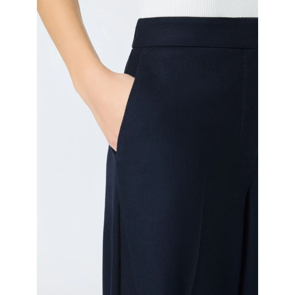 Max Mara Pinza Wide-Fit Pique Jersey Trousers in Ultramarine | Wide leg pants | Luxury Shoes 