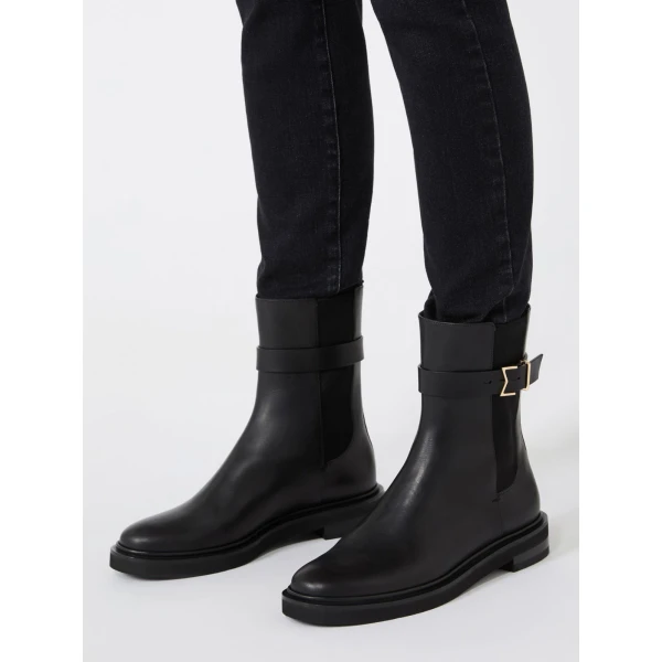Max Mara Pio Leather Chelsea Boots in Black | Boots | Luxury Shoes 