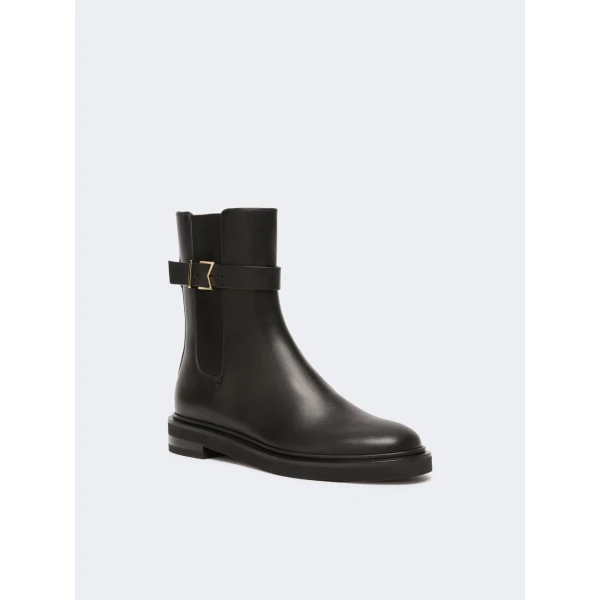 Max Mara Pio Leather Chelsea Boots in Black | Boots | Luxury Shoes 