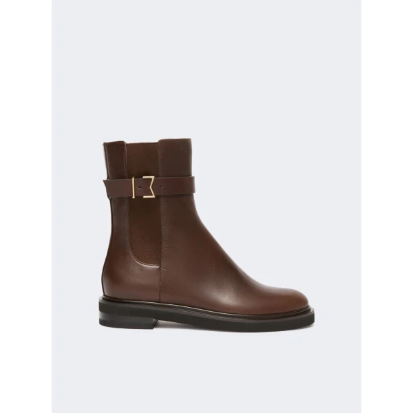 Max Mara Pio Leather Chelsea Boots in Dark Brown | Boots | Luxury Shoes 