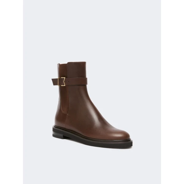 Max Mara Pio Leather Chelsea Boots in Dark Brown | Boots | Luxury Shoes 
