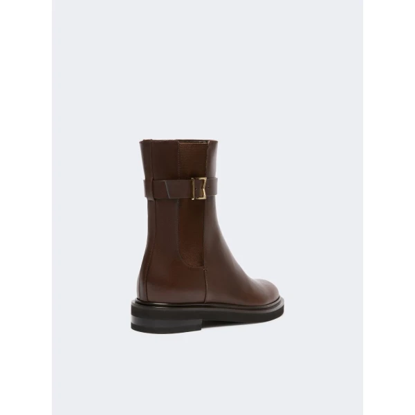 Max Mara Pio Leather Chelsea Boots in Dark Brown | Boots | Luxury Shoes 