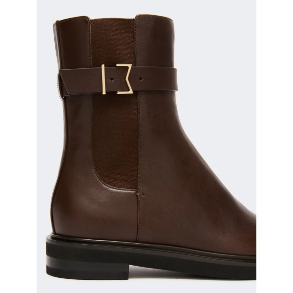 Max Mara Pio Leather Chelsea Boots in Dark Brown | Boots | Luxury Shoes 