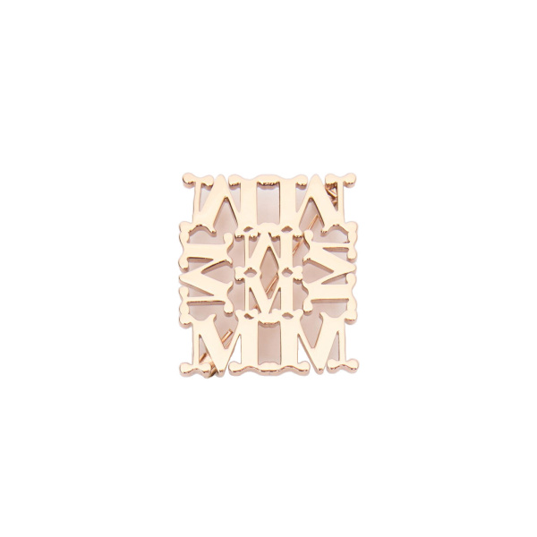 Max Mara Pioppo MaxMonogram Brooch in Bronze | Brooches & Pins | Luxury Shoes 
