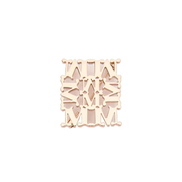 Max Mara Pioppo MaxMonogram Brooch in Bronze | Brooches & Pins | Luxury Shoes 