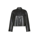 Max Mara Piovra Nappa Leather Shirt Jacket in Black | Leather Jackets | Luxury Shoes 