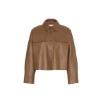 Max Mara Piovra Nappa Leather Shirt Jacket in Brown | Leather Jackets | Luxury Shoes 