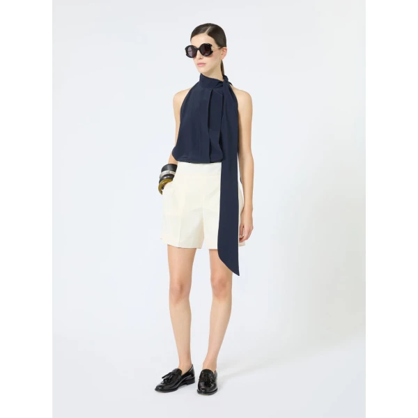 Max Mara Pittura Lightweight Woollen Cloth Shorts in Ivory | Shorts | Luxury Shoes 