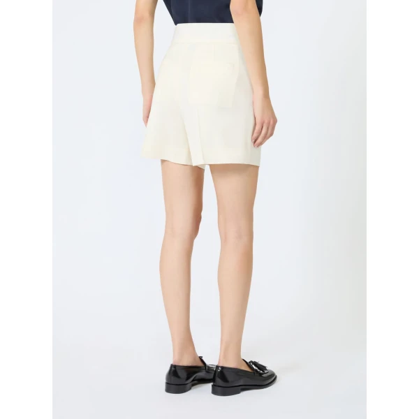 Max Mara Pittura Lightweight Woollen Cloth Shorts in Ivory | Shorts | Luxury Shoes 